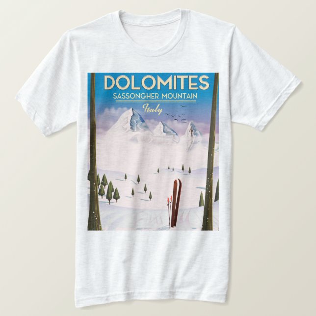 Dolomites Sassongher Mountain Italien reseaffisch T Shirt (Design framsida)