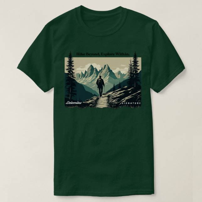 Dolomites som förökar sig över utforska inom t shirt (Design framsida)
