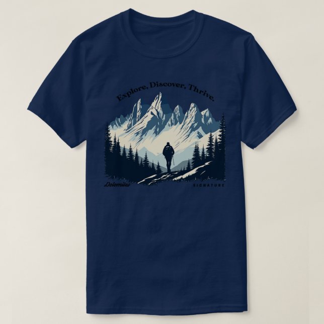 Dolomites som gör utforska upptäcktthög t shirt (Design framsida)