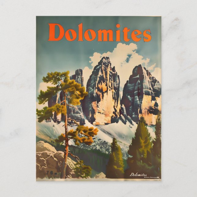 Dolomites-Vintage Vykort (Framsida)
