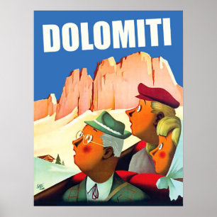 Dolomitesalperna, turister i sight poster