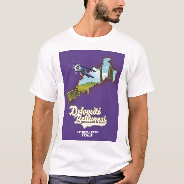 Dolomiti bellunesi italien nationalpark karta t shirt (Framsida)