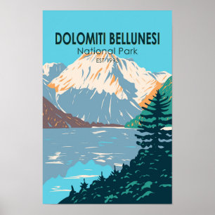 Dolomiti Bellunesi nationalpark Italien Vintage  Poster
