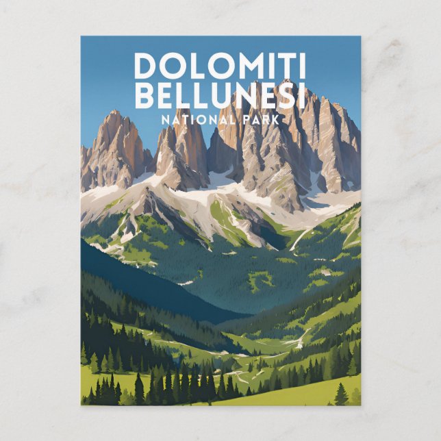Dolomiti Bellunesi nationalpark Vykort (Framsida)