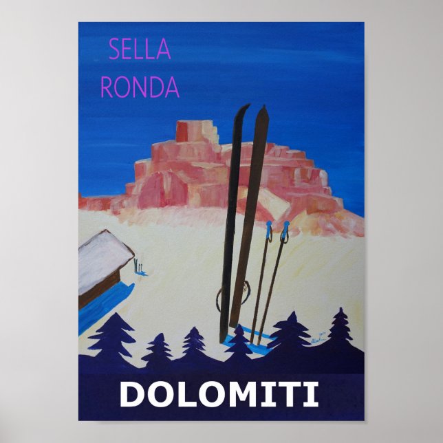 Dolomiti Sella Ronda Retro Poster (Framsidan)