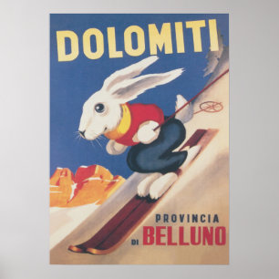 Dolomiti Ski Bunny Vintage affisch