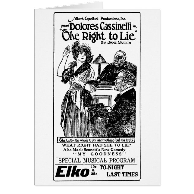 Dolores Cassinelli Mack Sennett 1921 tysta Hälsningskort (Framsidan)