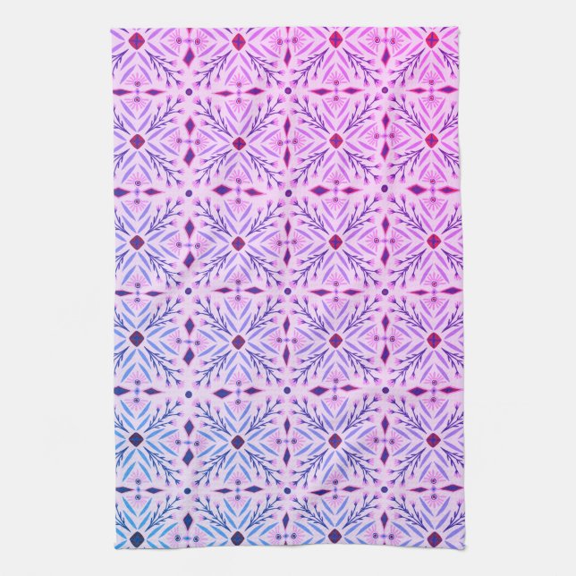 Dolores Tiles Mönster Lila BLue Kökshandduk (Vertikal)