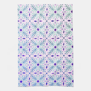 Dolores Tiles Mönster Lila Rosa Mint Kökshandduk