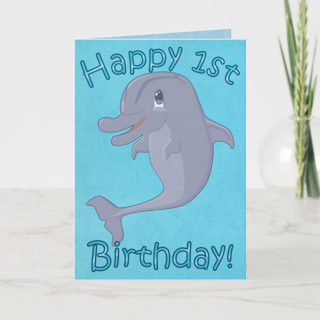Dolphin 1st Birthday Card Kort (Framsida)
