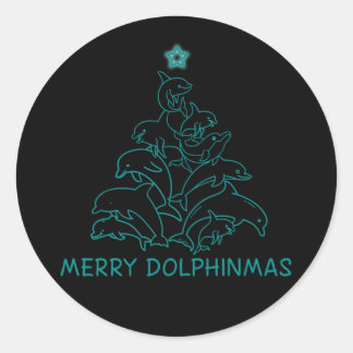 Dolphin Älskare Gift| Dolphin God jul Träd Runt Klistermärke