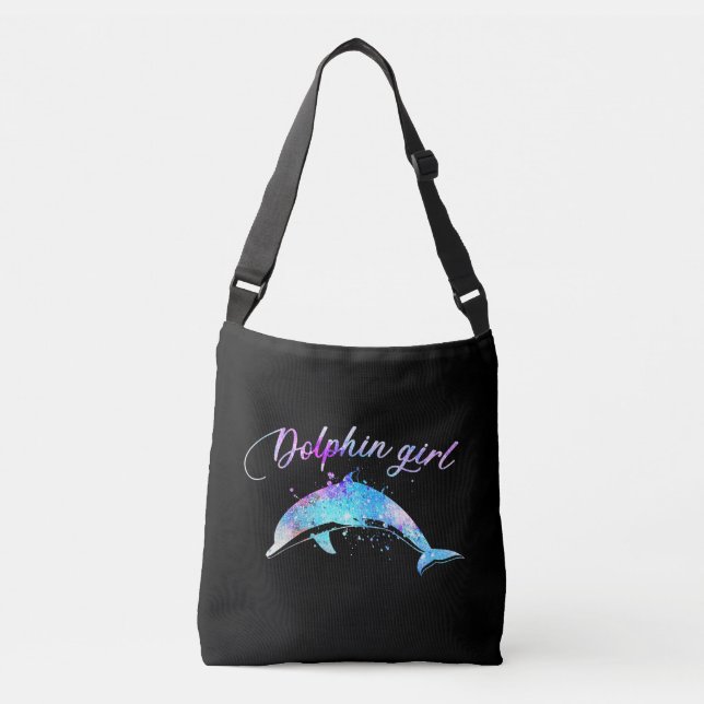 Dolphin Älskare Gift| Galaxy Dolphin Girl Axelväska (Framsida)