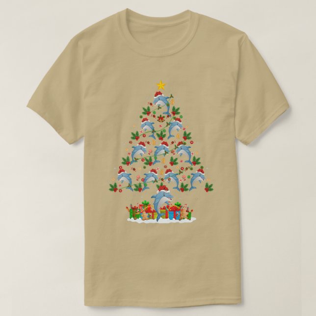 Dolphin Älskare Julafton Lighting Santa Dolphin Ch T Shirt (Design framsida)