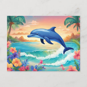 Dolphin and Benice Tropical Island, Hibiscus Vykort