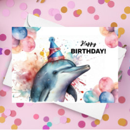 Dolphin Aquarium Sea Life Cute Grattis på födelsed Kort