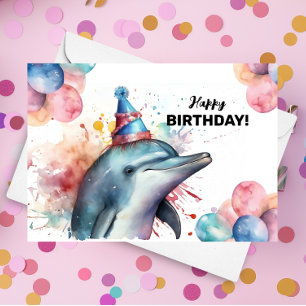Dolphin Aquarium Sea Life Cute Grattis på födelsed Kort