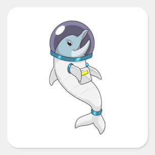 Dolphin as Astronaut in Costume Fyrkantigt Klistermärke