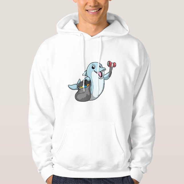 Dolphin as Cleaner med Sopor-påse Hoodie (Framsida)