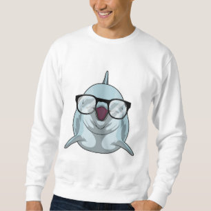 Dolphin as Nerd med glasögon Lång Ärmad Tröja