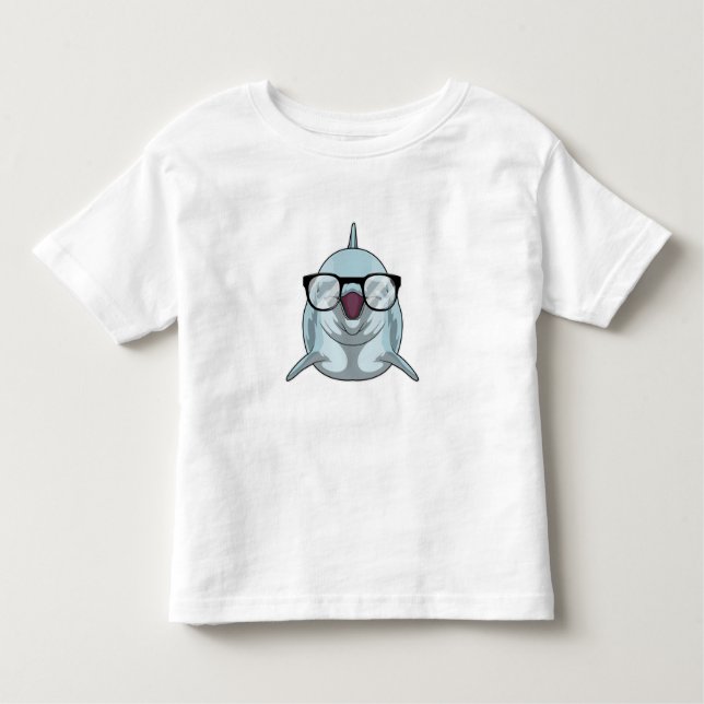 Dolphin as Nerd med glasögon T Shirt (Framsida)