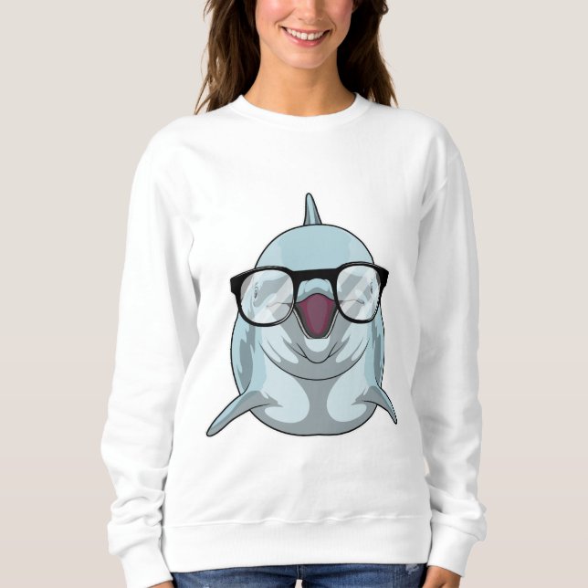 Dolphin as Nerd med glasögon T Shirt (Framsida)