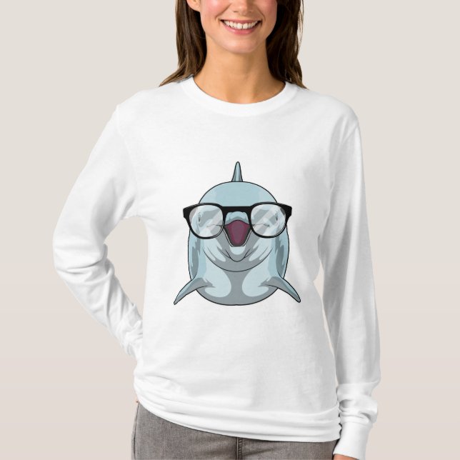 Dolphin as Nerd med glasögon T Shirt (Framsida)
