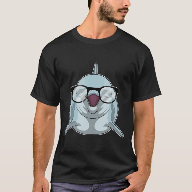 Dolphin as Nerd med glasögon T Shirt (Framsida)