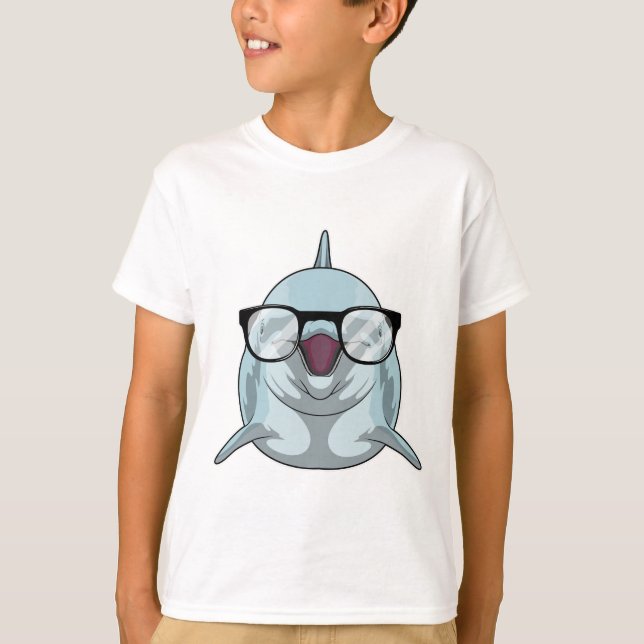 Dolphin as Nerd med glasögon T Shirt (Framsida)