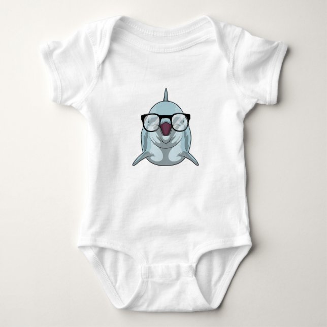 Dolphin as Nerd med glasögon T Shirt (Framsida)
