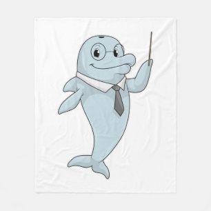Dolphin as Teacher med pekare Fleecefilt