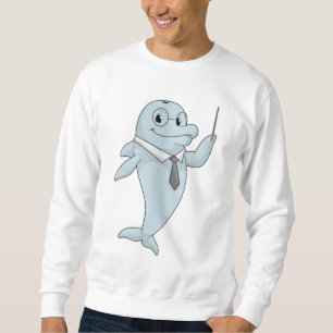Dolphin as Teacher med pekare Lång Ärmad Tröja