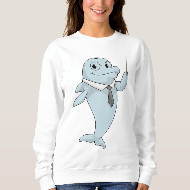 Dolphin as Teacher med pekare T Shirt (Framsida)