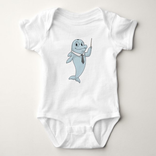 Dolphin as Teacher med pekare T Shirt (Framsida)