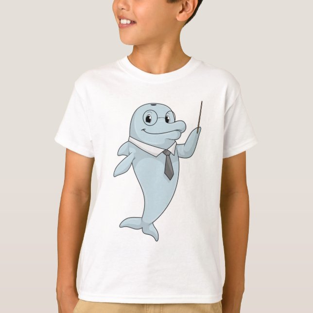 Dolphin as Teacher med pekare T Shirt (Framsida)