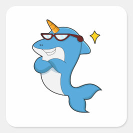 Dolphin as Unicorn with Glasses.PNG Fyrkantigt Klistermärke