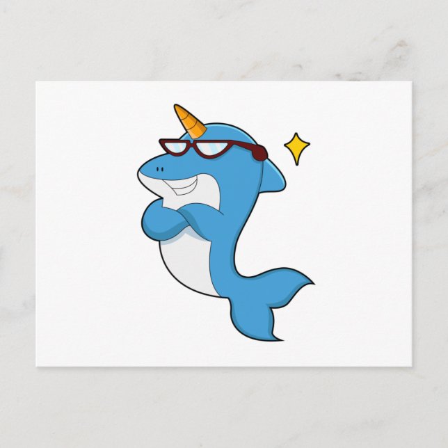 Dolphin as Unicorn with Glasses.PNG Vykort (Framsida)