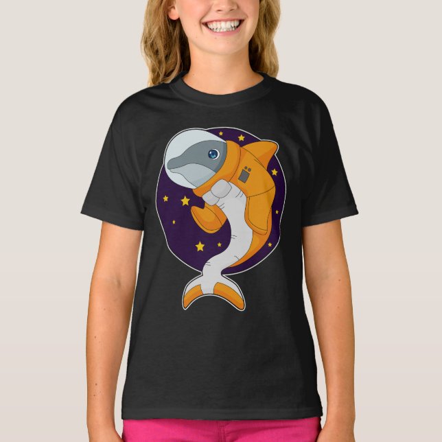 Dolphin Astronaut Space T Shirt (Framsida)