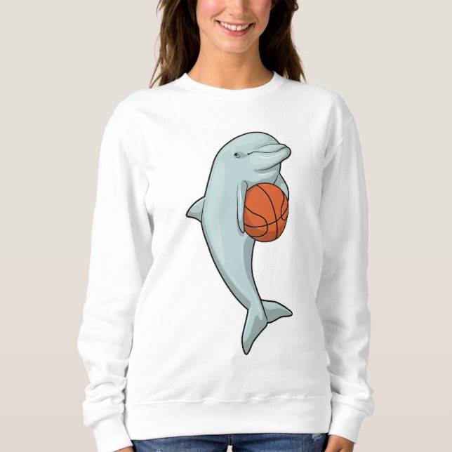 Dolphin at Basketball Sports T Shirt (Framsida)