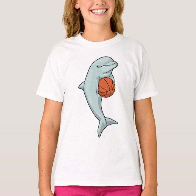Dolphin at Basketball Sports T Shirt (Framsida)