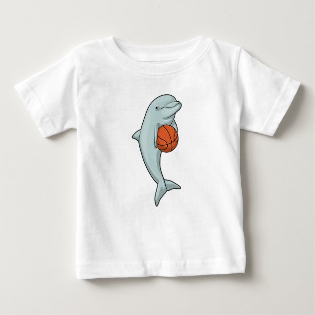 Dolphin at Basketball Sports T Shirt (Framsida)