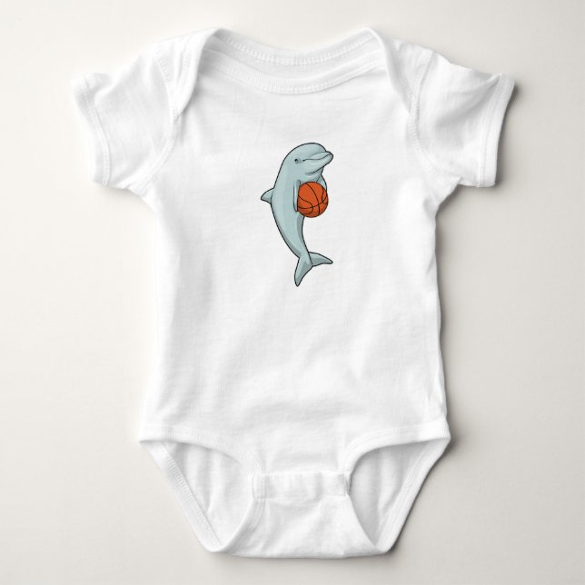 Dolphin at Basketball Sports T Shirt (Framsida)