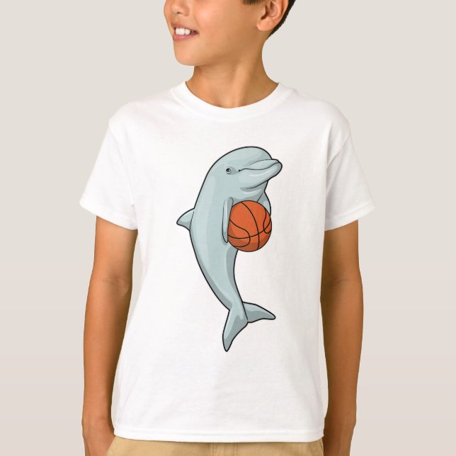 Dolphin at Basketball Sports T Shirt (Framsida)