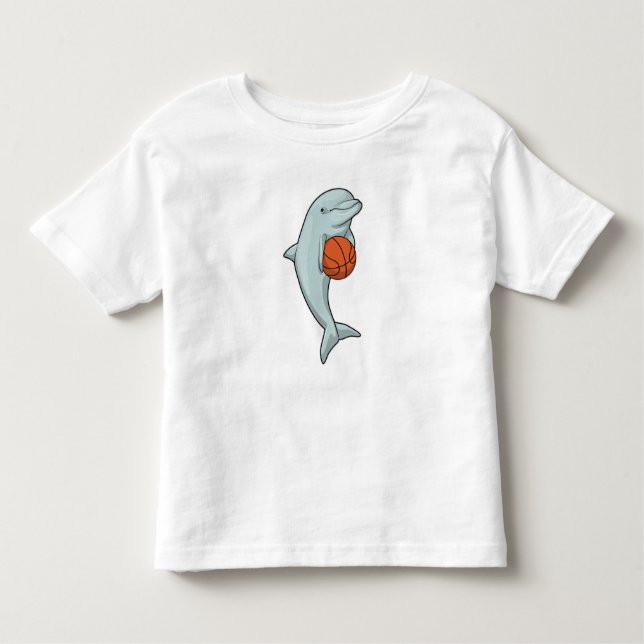 Dolphin at Basketball Sports T Shirt (Framsida)