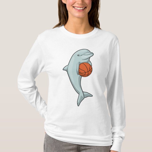 Dolphin at Basketball Sports T Shirt (Framsida)
