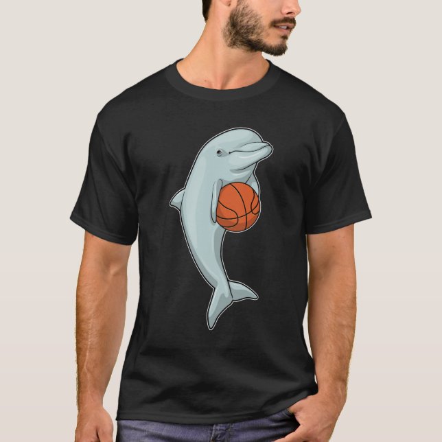 Dolphin at Basketball Sports T Shirt (Framsida)