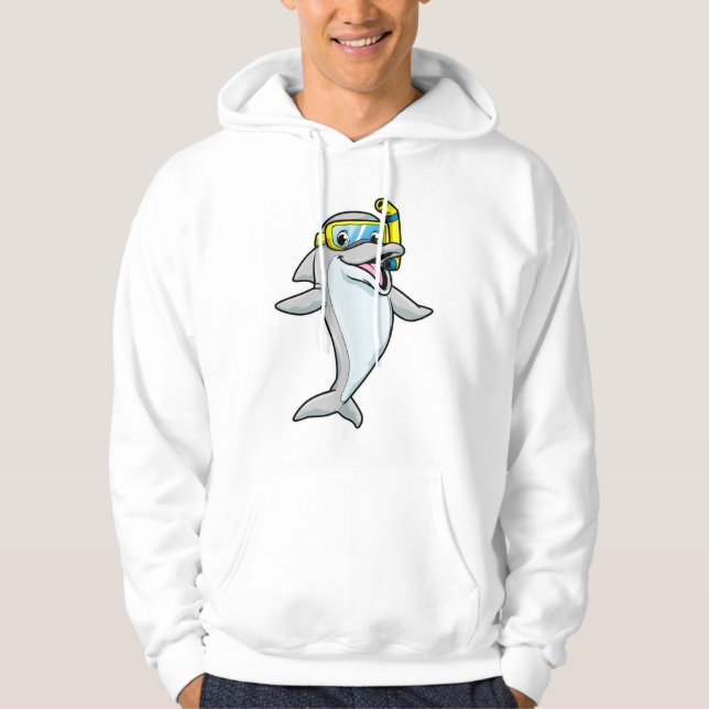 Dolphin at Diving with Snorkel Hoodie (Framsida)