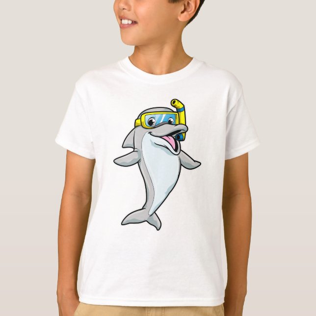 Dolphin at Diving with Snorkel T Shirt (Framsida)