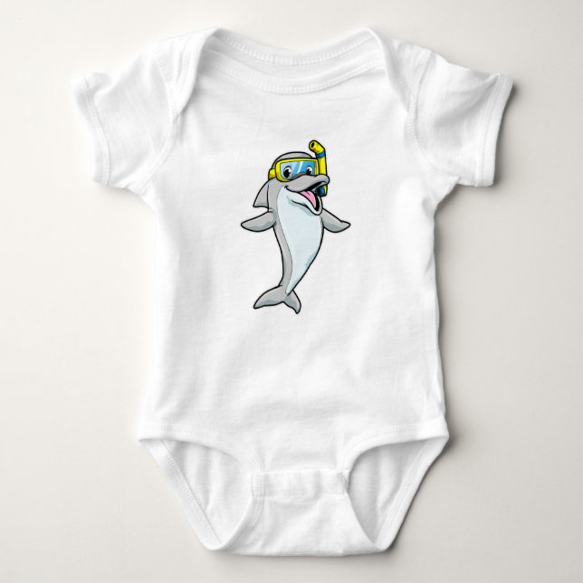 Dolphin at Diving with Snorkel T Shirt (Framsida)