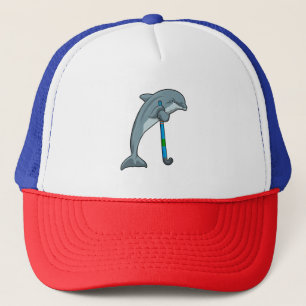 Dolphin at Hockey with Hockey stick Keps