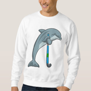 Dolphin at Hockey with Hockey stick Lång Ärmad Tröja